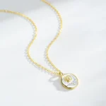 Romantic Roses Flower Enamel Pendant Necklace Gold Plated