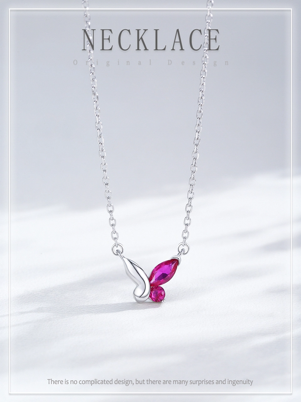 Mini Butterfly Zircon Necklace Fashion Sterling Silver