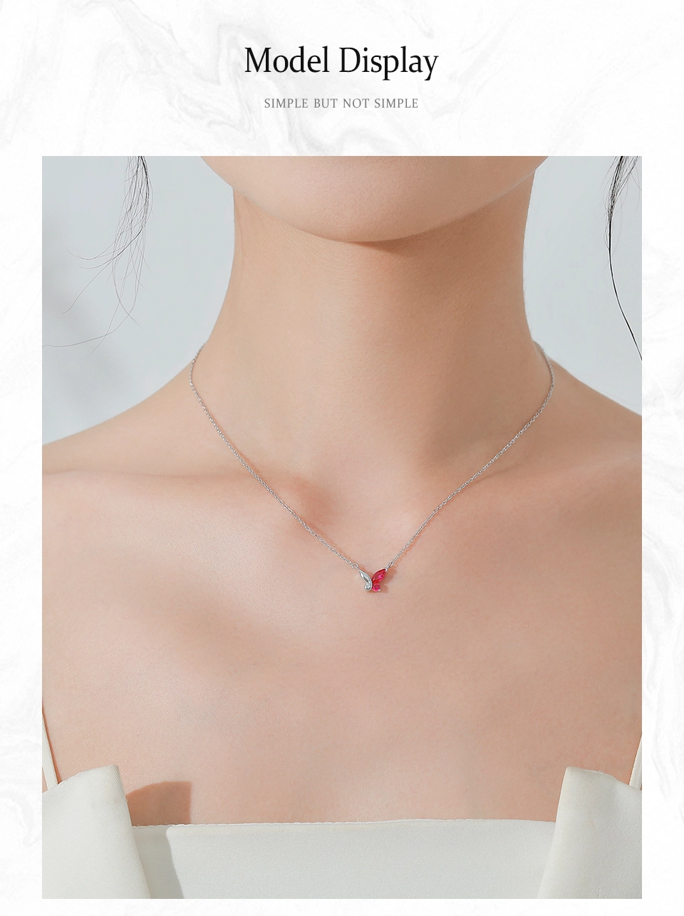 Mini Butterfly Zircon Necklace Fashion Sterling Silver