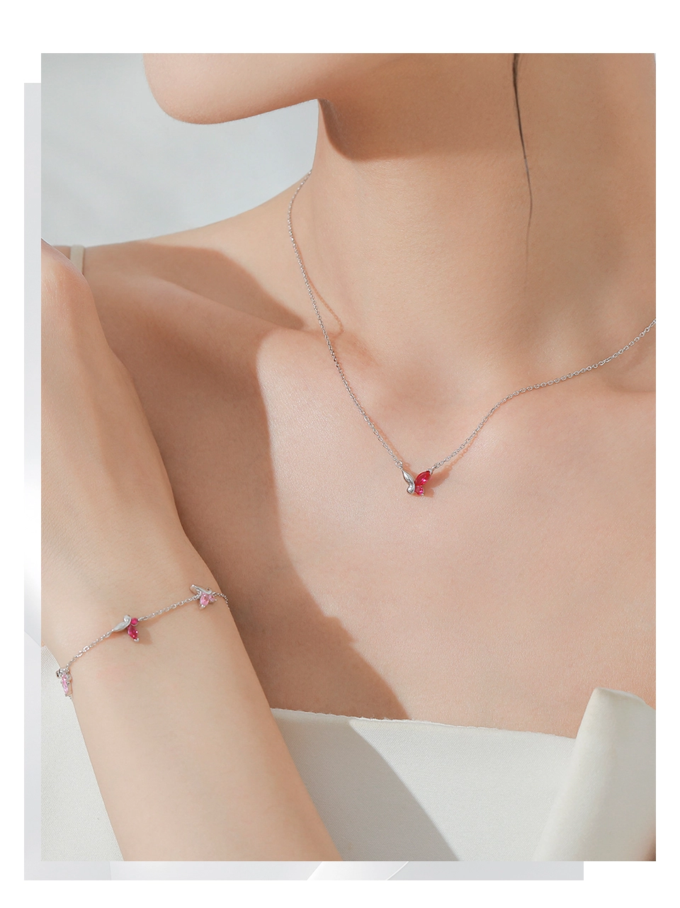 Mini Butterfly Zircon Necklace Fashion Sterling Silver
