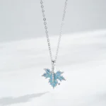 Elegant Maple Leaves Pendant Necklace Sterling Silver