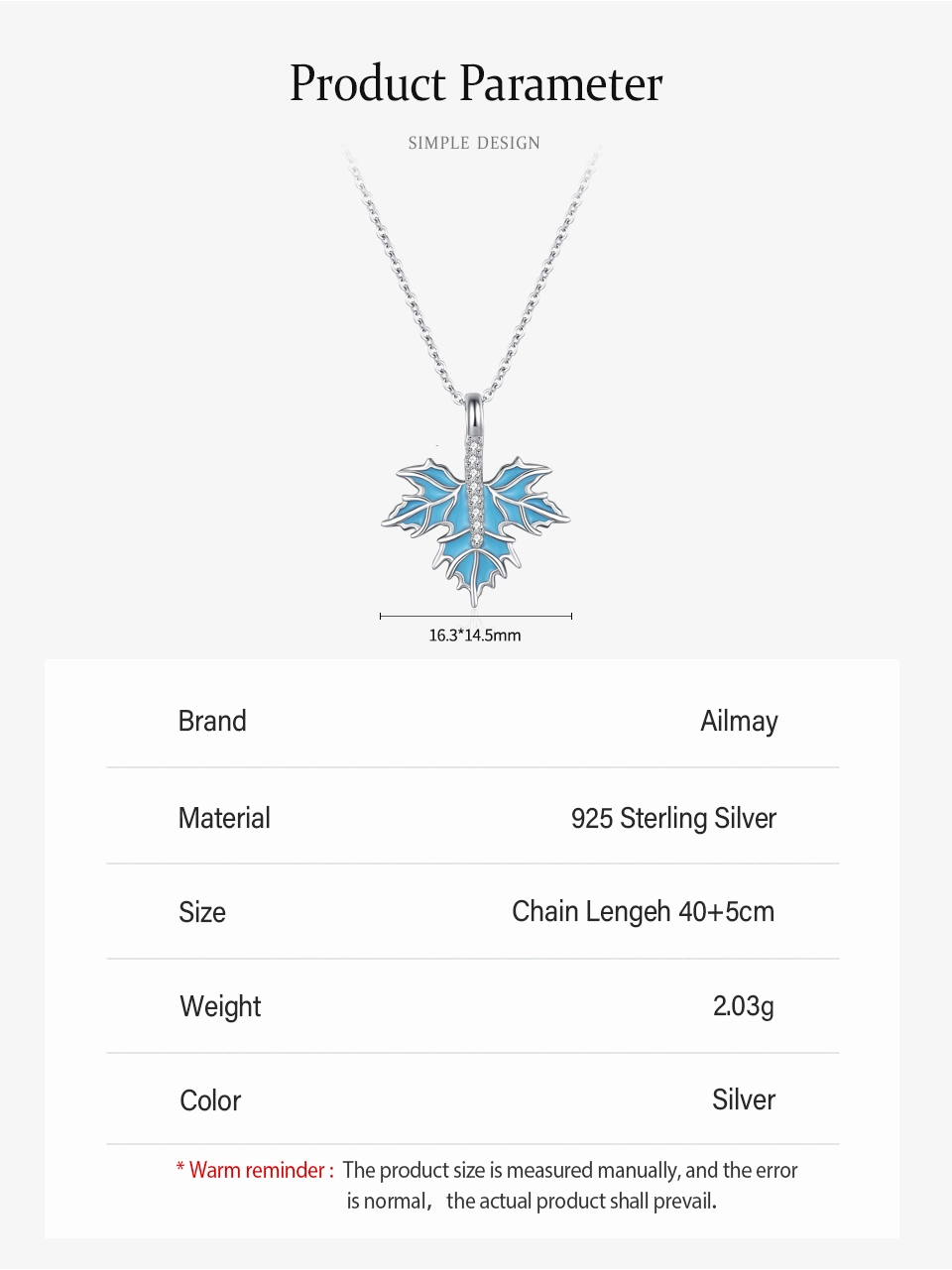 Elegant Maple Leaves Pendant Necklace Sterling Silver