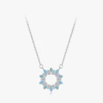 Sunflower Enamel Pendant Necklace Sterling Silver