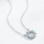 Sunflower Enamel Pendant Necklace Sterling Silver