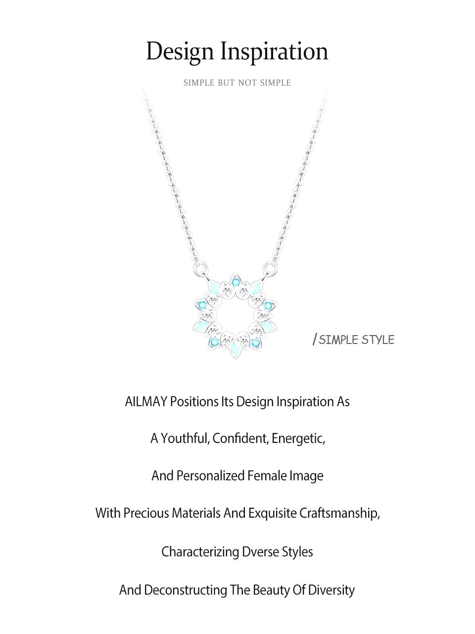 Sunflower Enamel Pendant Necklace Sterling Silver