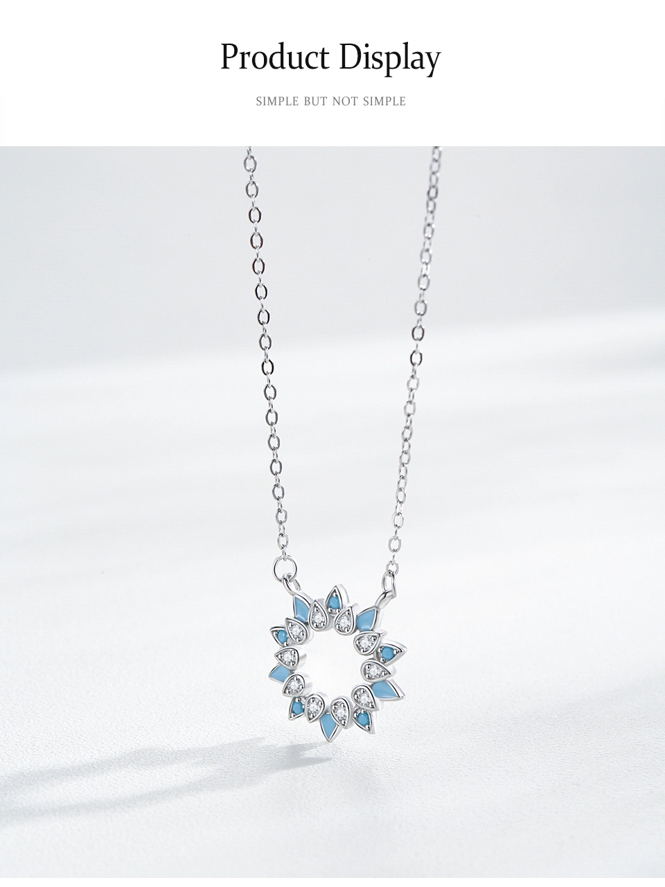 Sunflower Enamel Pendant Necklace Sterling Silver