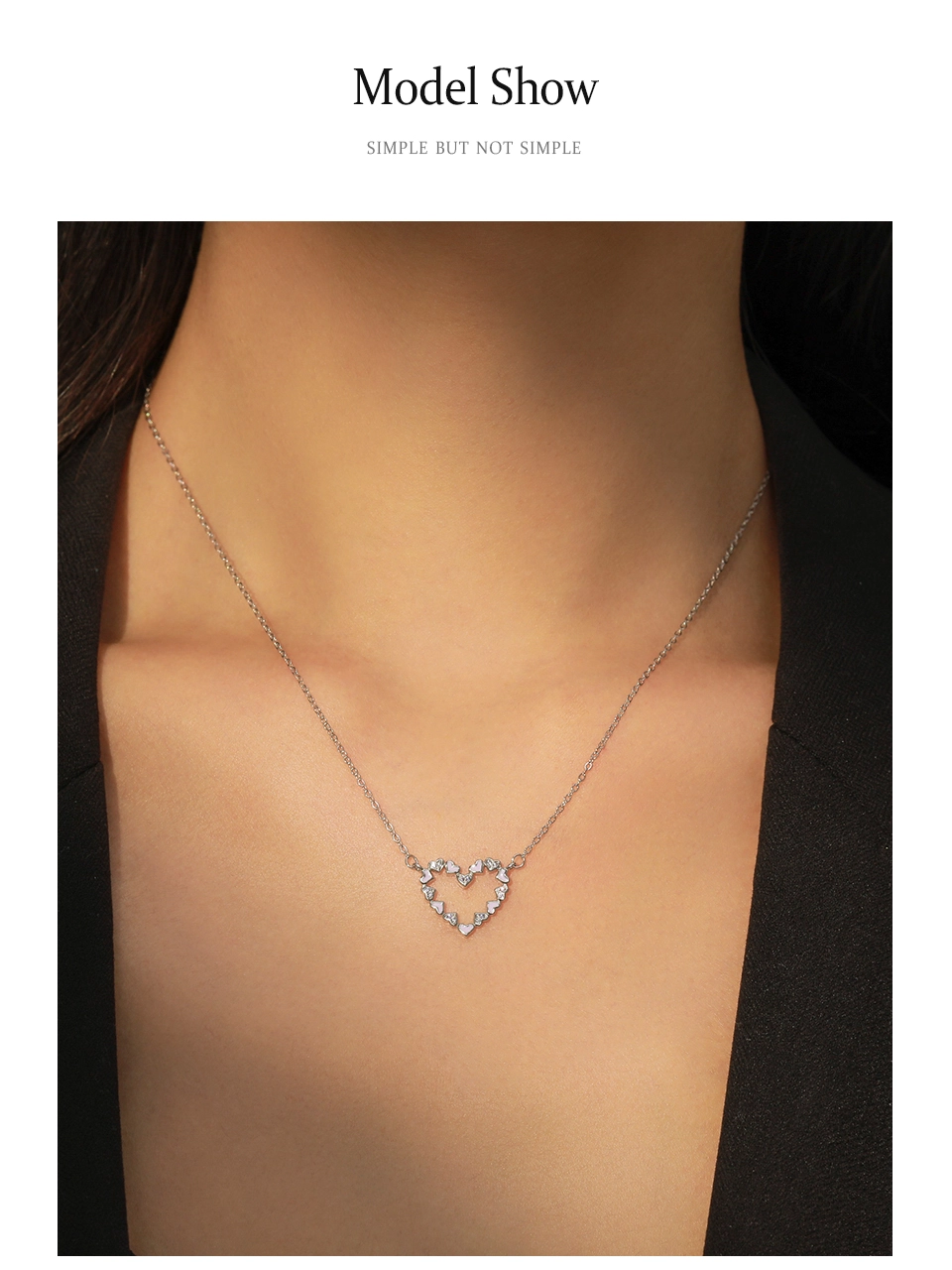 Heart Enamel Pendant Necklace Purple CZ Sterling Silver