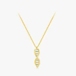 DNA CZ Spiral Design Enamel Pendant Necklace Gold Plating