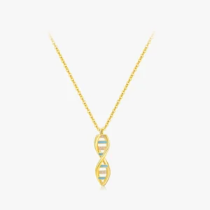 DNA CZ Spiral Design Enamel Pendant Necklace Gold Plating