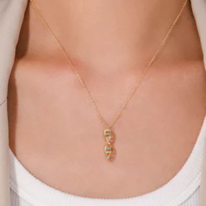 DNA CZ Spiral Design Enamel Pendant Necklace Gold Plating
