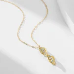 DNA CZ Spiral Design Enamel Pendant Necklace Gold Plating