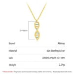DNA CZ Spiral Design Enamel Pendant Necklace Gold Plating