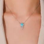 Rainbow CZ Lollipop Enamel Pendant Necklace Sterling Silver