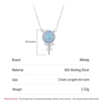 Rainbow CZ Lollipop Enamel Pendant Necklace Sterling Silver