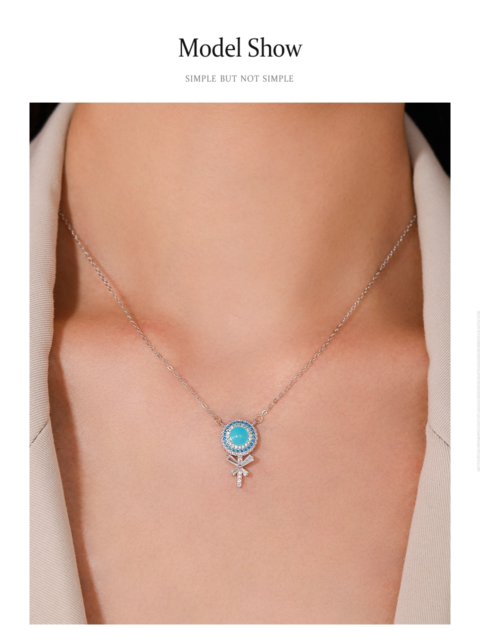 Rainbow CZ Lollipop Enamel Pendant Necklace Sterling Silver