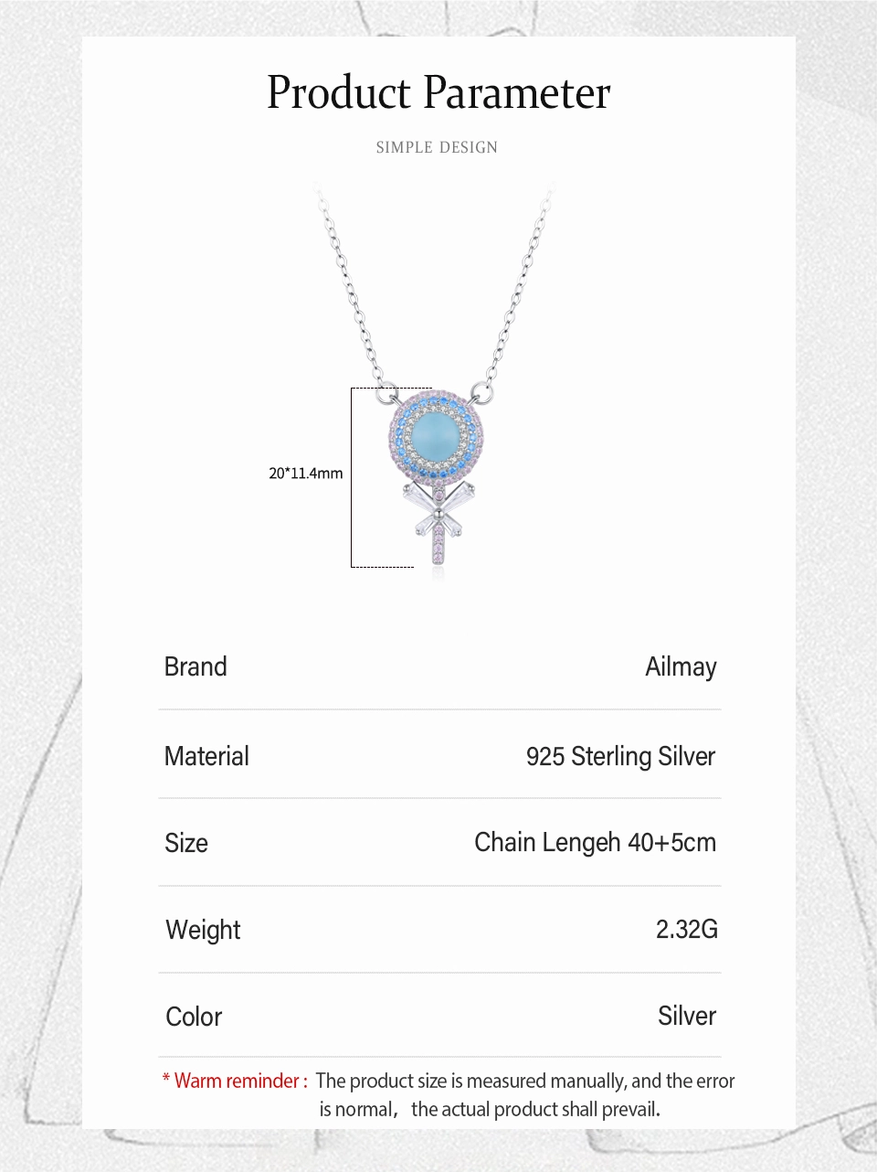 Rainbow CZ Lollipop Enamel Pendant Necklace Sterling Silver