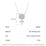 Purple Enamel Lollipop CZ Pendant Necklace Sterling Silver