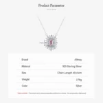Pink Square Zircon Pendant Necklace Sterling Silver