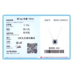 Square Blue Zircon Pendant Necklace Sterling Silver