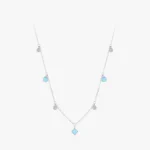 Turquoise Cubic Zirconia Pendant Necklace Sterling Silver