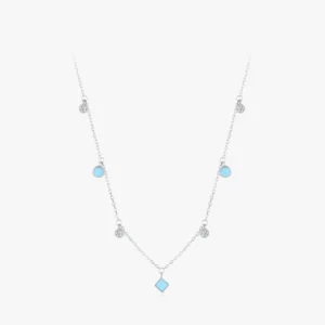 Turquoise Cubic Zirconia Pendant Necklace Sterling Silver
