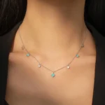Turquoise Cubic Zirconia Pendant Necklace Sterling Silver