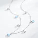 Turquoise Cubic Zirconia Pendant Necklace Sterling Silver