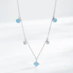 Turquoise Cubic Zirconia Pendant Necklace Sterling Silver
