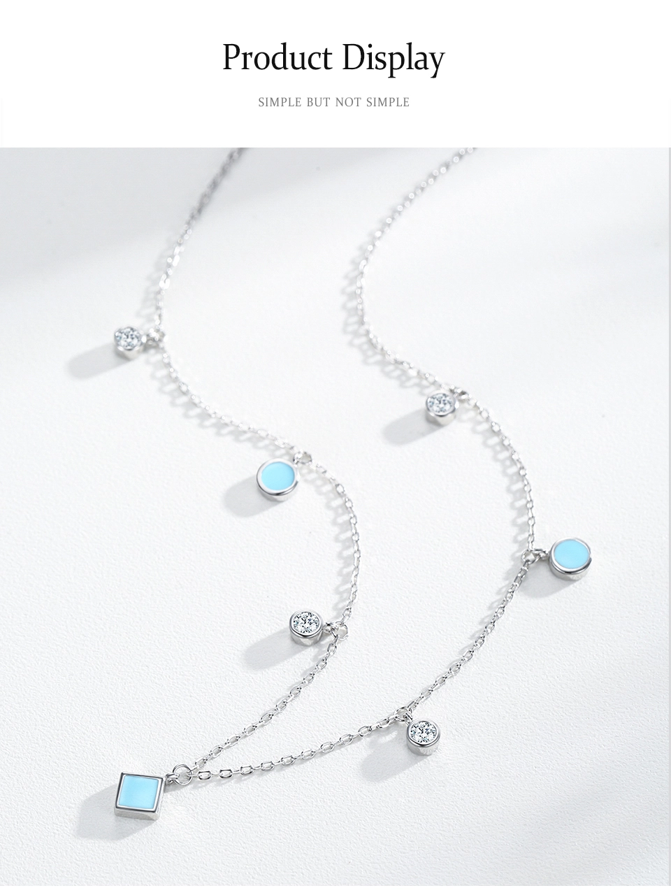 Turquoise Cubic Zirconia Pendant Necklace Sterling Silver