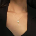 Enamel Necklace CZ Flower Pendant Necklace Sterling Silver