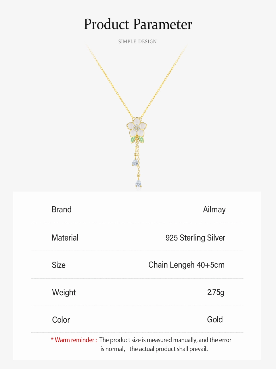 Enamel Necklace CZ Flower Pendant Necklace Sterling Silver
