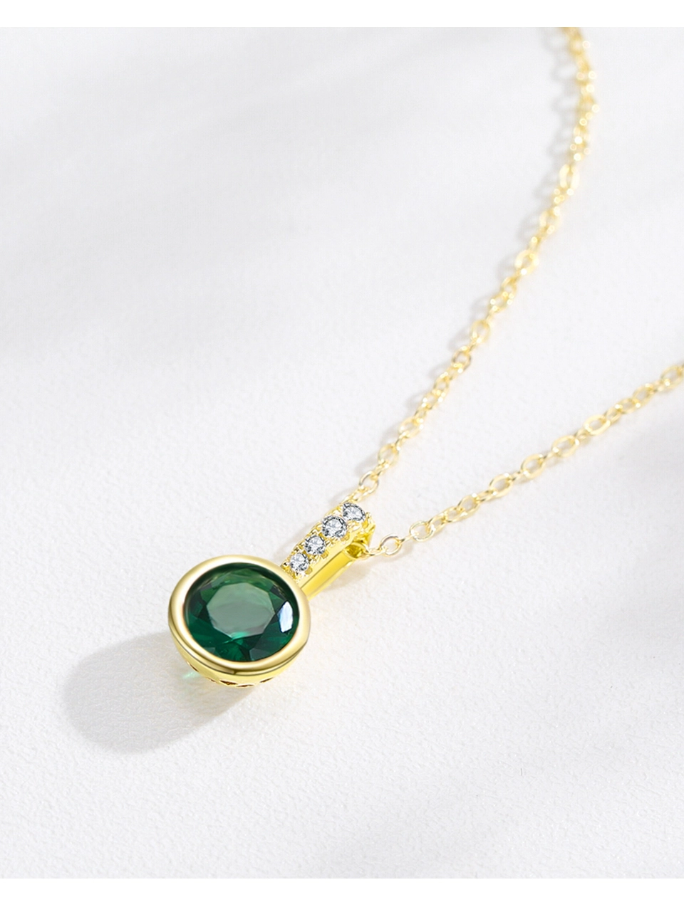 Round Red Zirconia Rose Gold Plated Necklace Luxury