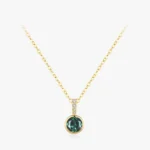 Emerald Green CZ Necklace Women Gold Plating