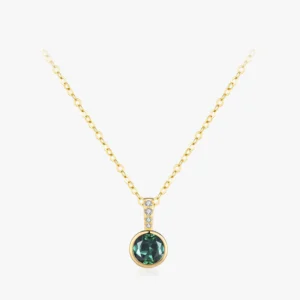 Emerald Green CZ Necklace Women Gold Plating