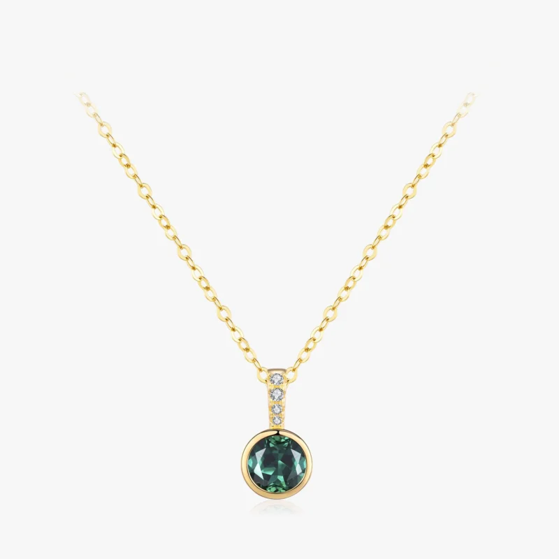 Emerald Green CZ Necklace Women Gold Plating