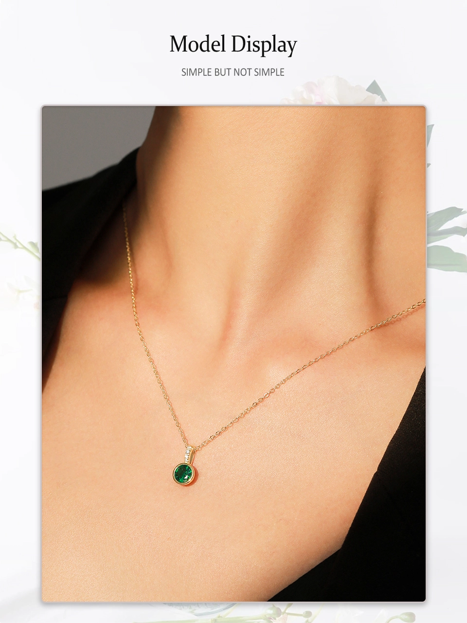 Emerald Green CZ Necklace Women Gold Plating