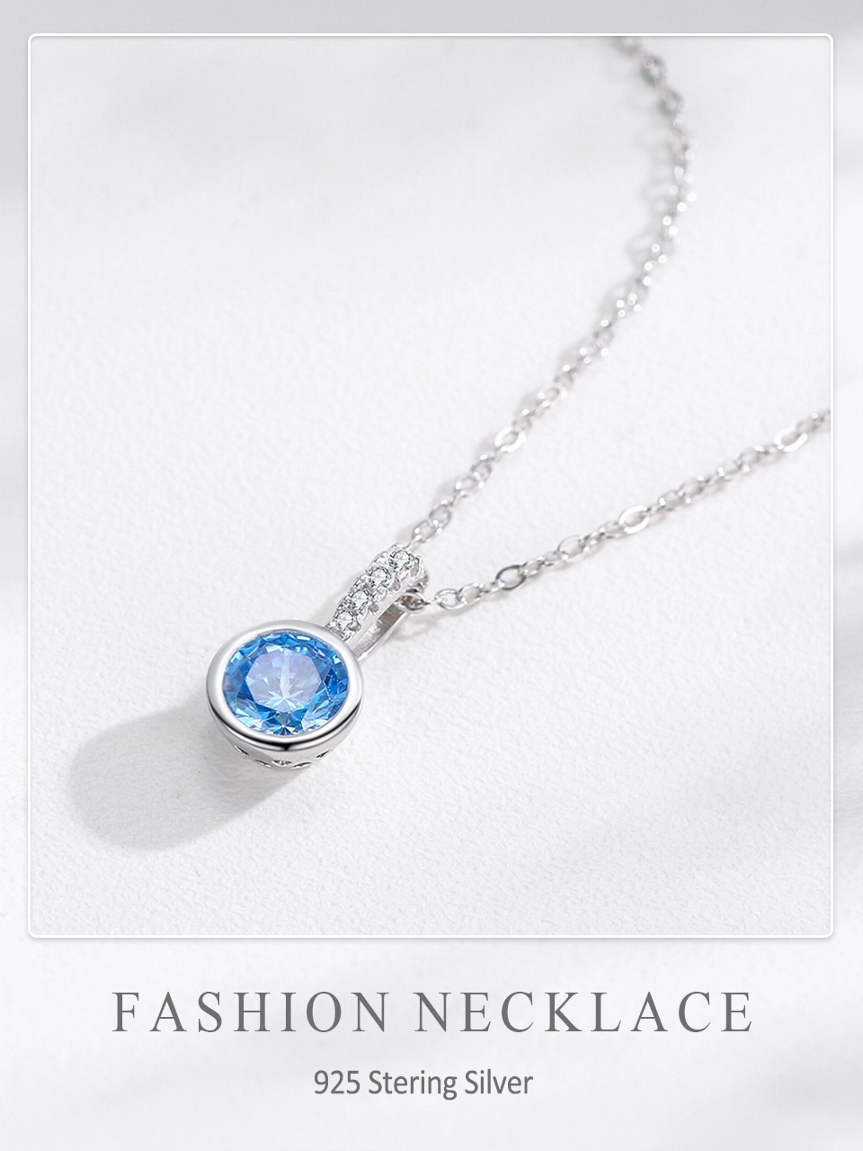 Blue Zirconia Luxury Necklace Sterling Silver