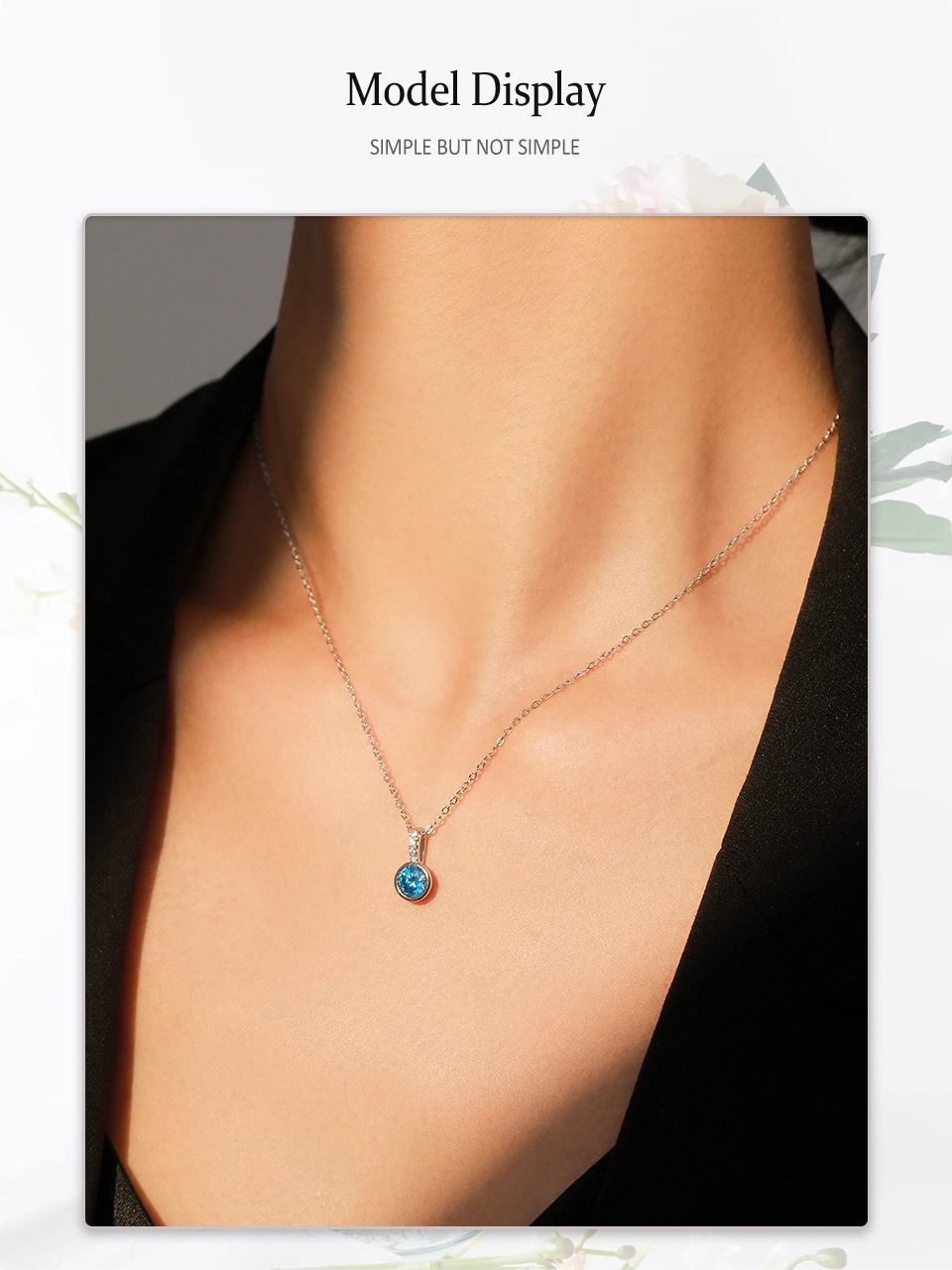 Blue Zirconia Luxury Necklace Sterling Silver