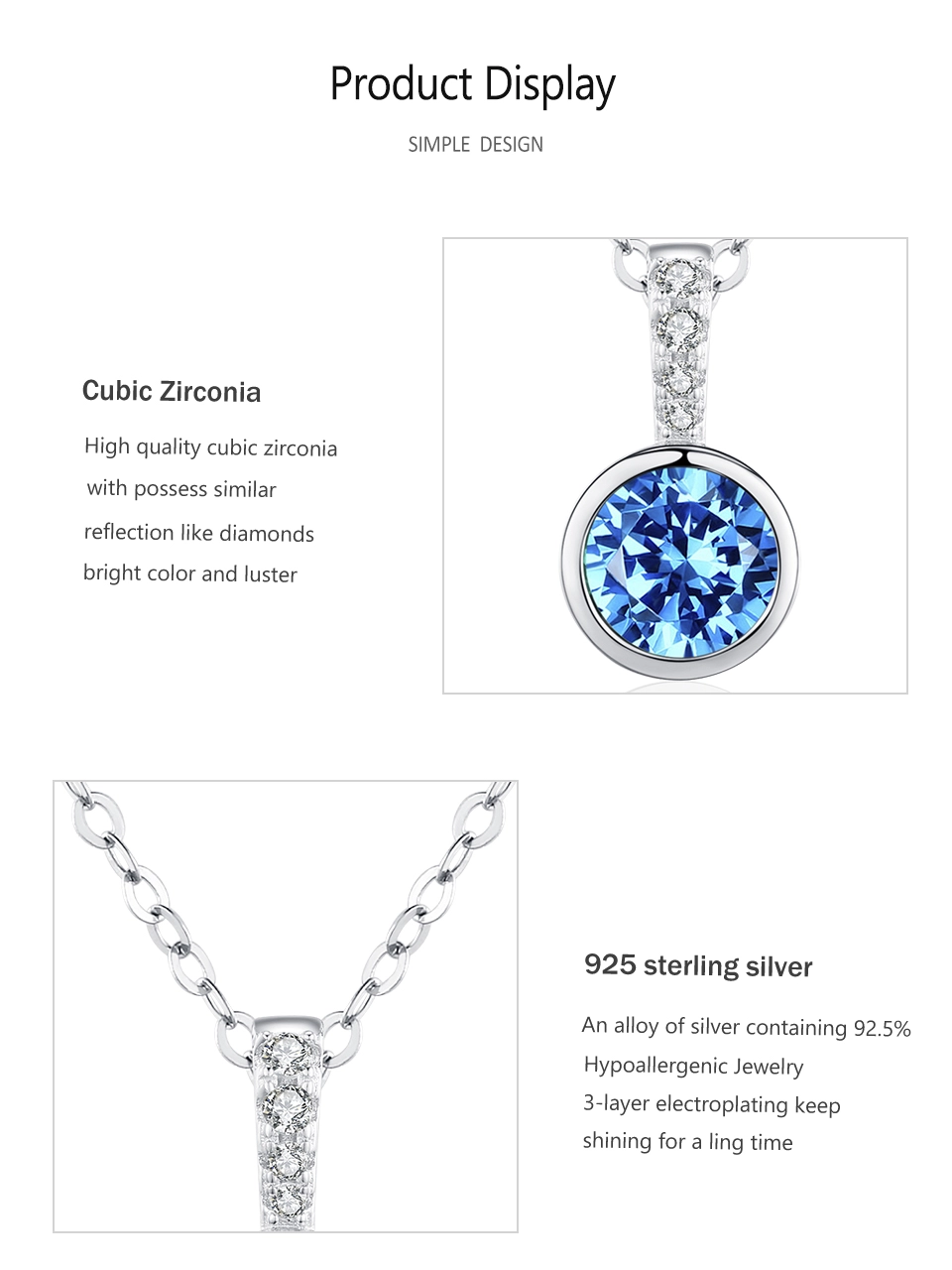 Blue Zirconia Luxury Necklace Sterling Silver