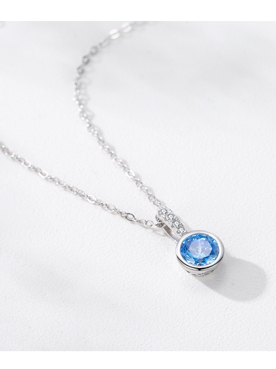 Blue Zirconia Luxury Necklace Sterling Silver