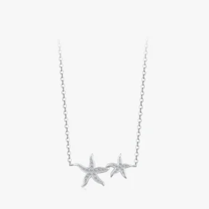 Marine Life Starfish Zirconia Pendant Necklace Sterling Silver