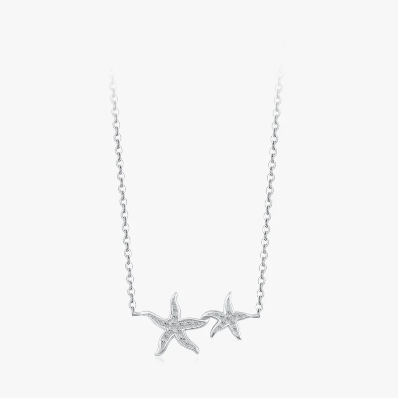 Marine Life Starfish Zirconia Pendant Necklace Sterling Silver