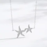 Marine Life Starfish Zirconia Pendant Necklace Sterling Silver
