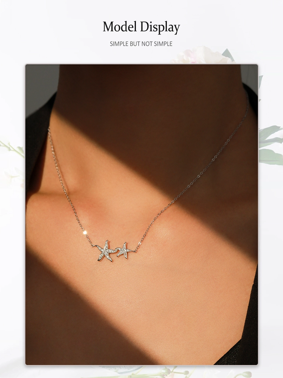 Marine Life Starfish Zirconia Pendant Necklace Sterling Silver