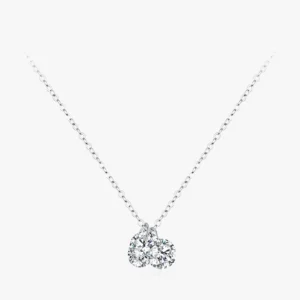 Round Cubic Zirconia Stackable Pendant Necklace Sterling Silver