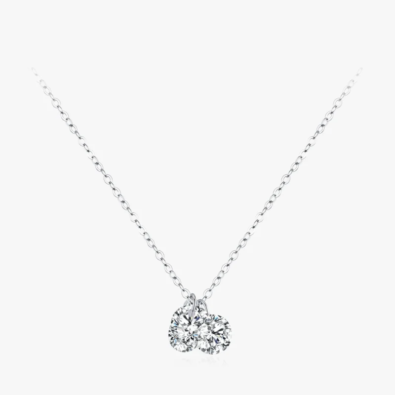 Round Cubic Zirconia Stackable Pendant Necklace Sterling Silver