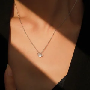 Round Cubic Zirconia Stackable Pendant Necklace Sterling Silver