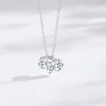 Round Cubic Zirconia Stackable Pendant Necklace Sterling Silver