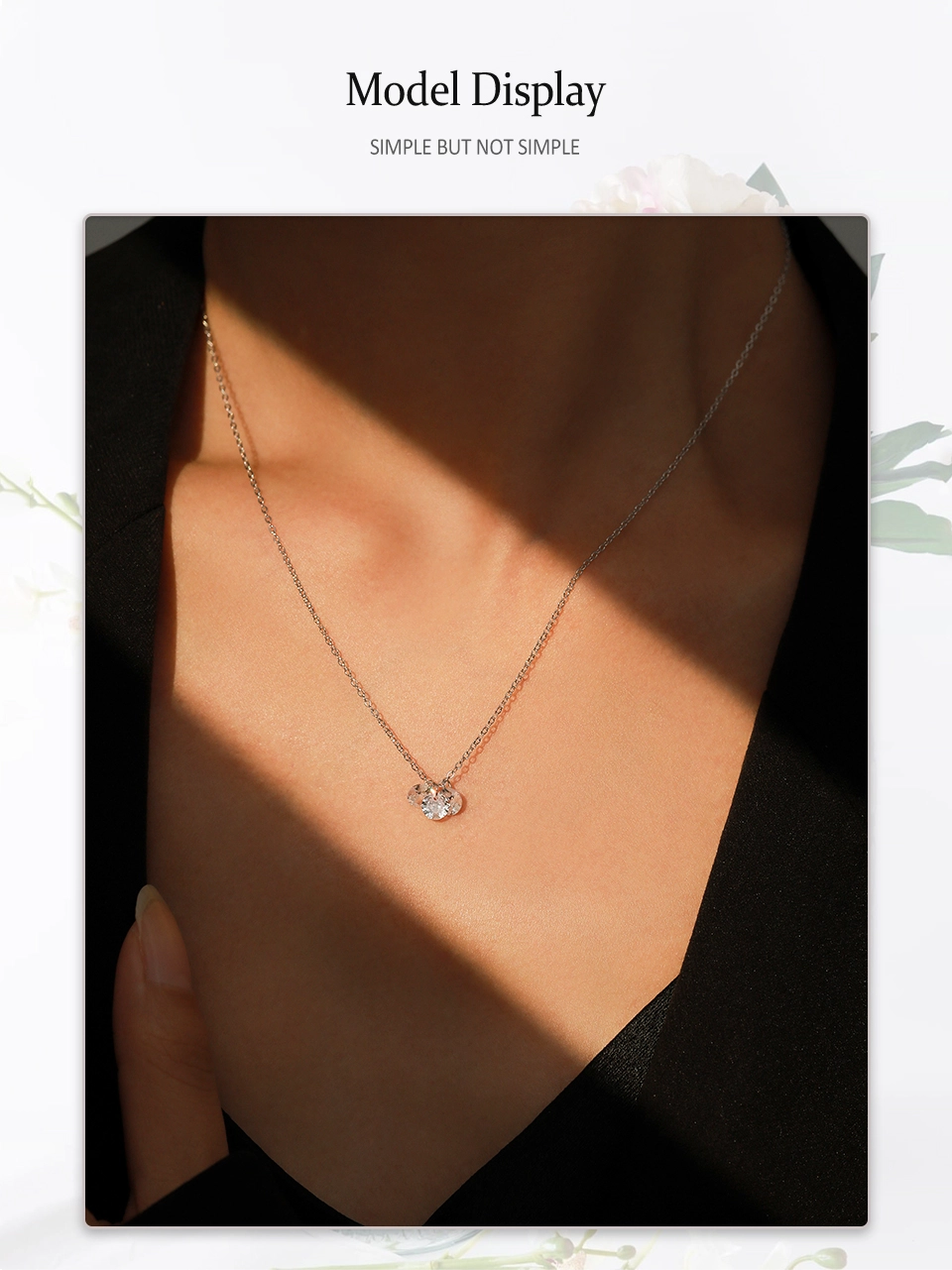 Round Cubic Zirconia Stackable Pendant Necklace Sterling Silver
