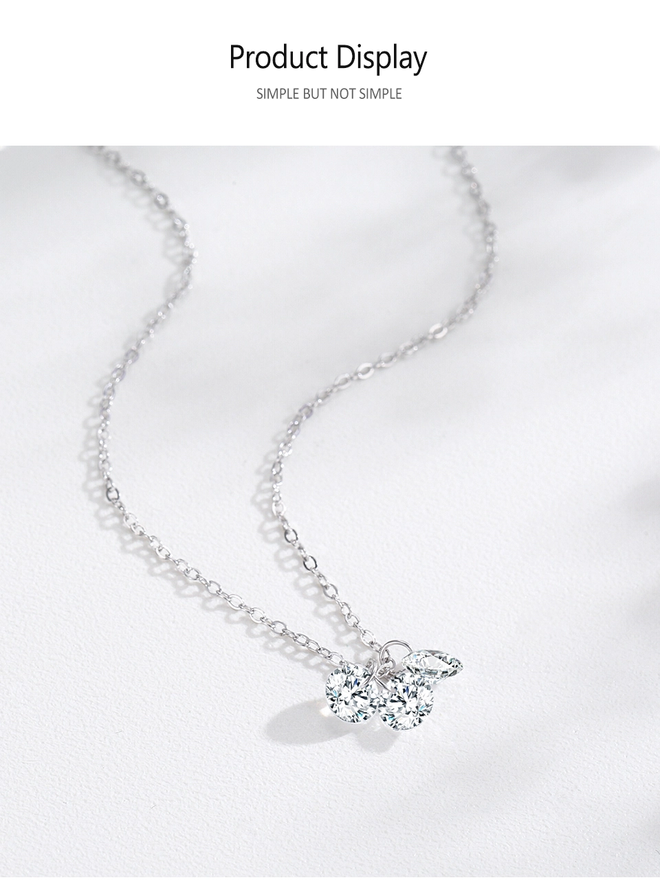 Round Cubic Zirconia Stackable Pendant Necklace Sterling Silver